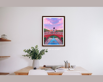 Bike Sunset Cats Print