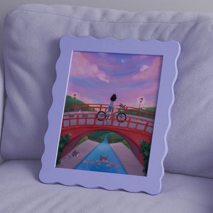 Bike Sunset Cats Print