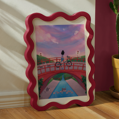 Bike Sunset Cats Print